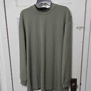 Wedge Golf Men's Sage Green Long Sleeve Athletic Pinstripe Activewear Shirt XL